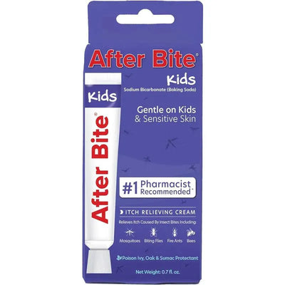 After Bite Kids anti-itch cream package featuring sodium bicarbonate, labeled gentle on kids and sensitive skin, 0.7 oz.