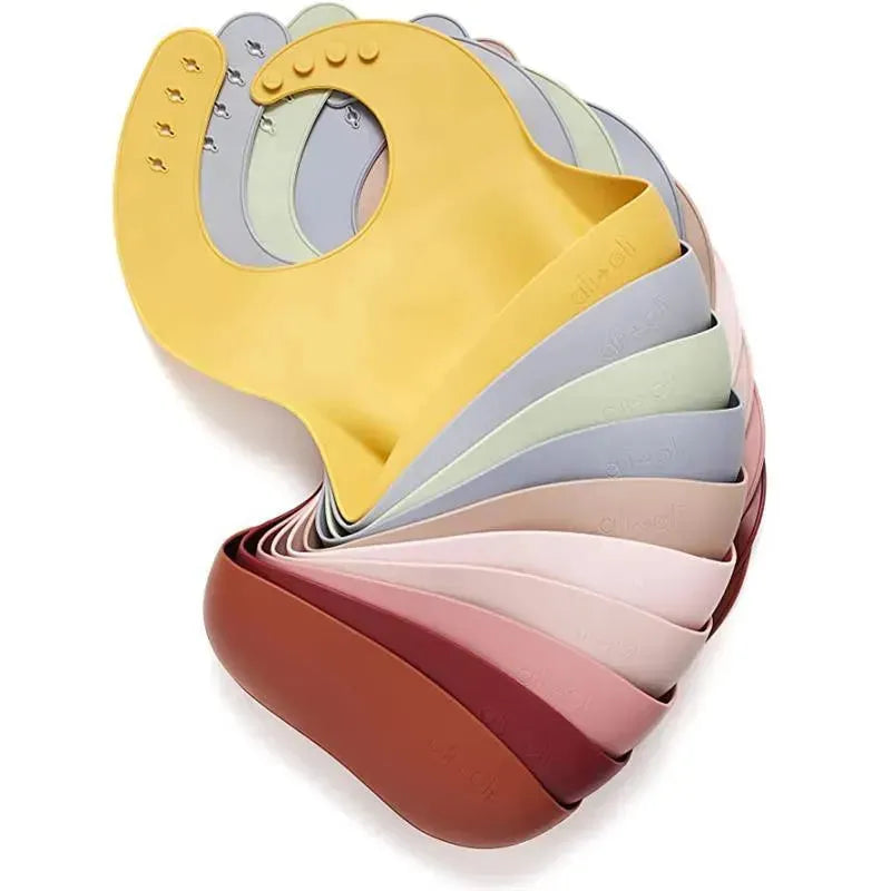 Ali + Oli Silicone Baby Bib Roll Up & Stay Closed (Pebble) Image 2