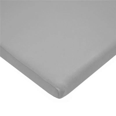 Fitted bassinet sheet in grey, made from 100% natural cotton jersey knit, designed for comfort and durability.