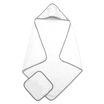 American Baby - Organic Hooded Towel And Washcloth, Gray Stars & Moon Image 1