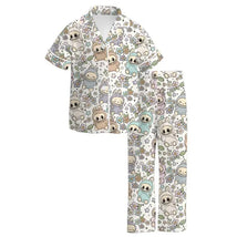 Auraquise - Labubu Print Fall Pajama Set Soft & Cozy Short Sleeve + Long Pants, White Image 1