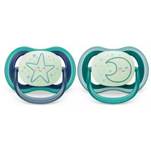 Avent - 2Pk Ultra Air Pacifier Nighttime, Sleeping Star & Moon, 6/18M Image 1