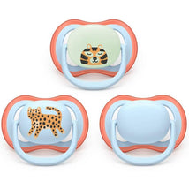 Avent 3Pk Ultra Air Pacifier 6-18M, Leopard/Sleeping Tiger, Day+Night Image 1