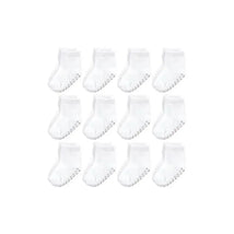 Baby Vision - 12Pk Baby Unisex Organic Non Skid Socks, White, 6/12M Image 1