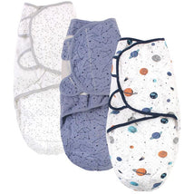 Baby Vision - 3Pk Hudson Baby Unisex Baby Quilted Cotton Swaddle Wrap, Space Image 1