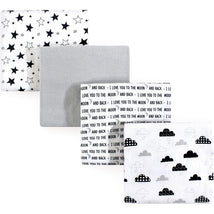 Hudson Baby flannel receiving blankets 4-pack by Baby Vision in moon and back designs