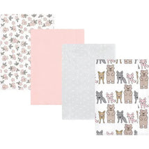 Baby Vision - Hudson Baby Unisex Baby Cotton Flannel Burp Cloths 4-Pack, Wild Forest Pink, One Size Image 1