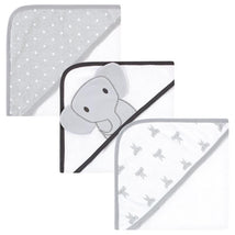 Baby Vision - Hudson Baby Unisex Baby Cotton Rich Hooded Towels, Gray Modern Elephant, One Size Image 1