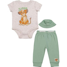 Babyfair 3Pk Disney Boy Pants, Bodysuit & Hat, Light Green Lion King Image 1