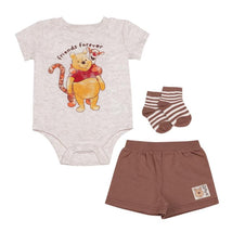 Babyfair 3Pk Disney Boy Shorts, Bodysuit & Socks, Brown Winnie The Pooh Image 1