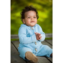 Beba Bean Knit Hoodie And Pant Set, Blue.