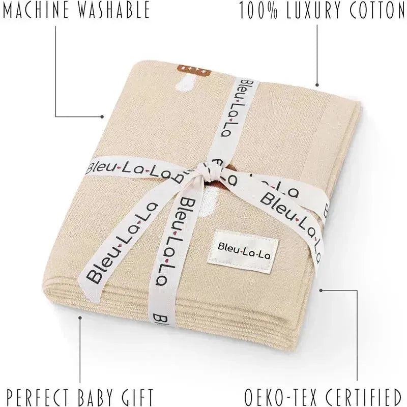 Bleu La La - 100% Luxury Cotton Swaddle Receiving Baby Blanket, Mushroom Camel Image 10