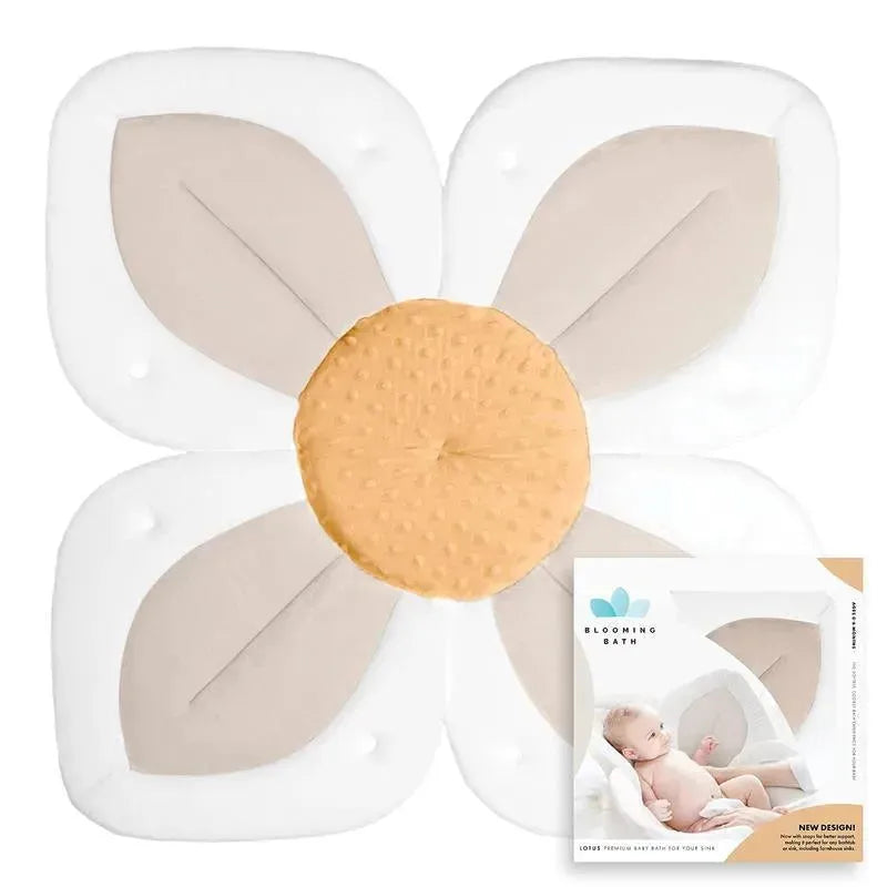 Blooming Bath - Lotus Flower Bath Mat Sink Cushion, Buttercream Image 1