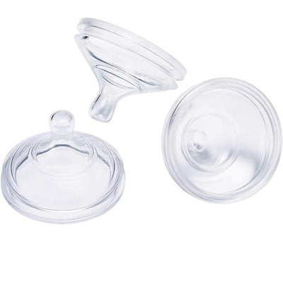 Boon NURSH clear fast-flow nipples in a 3-pack, showcasing their standard-neck design and smooth surfaces.