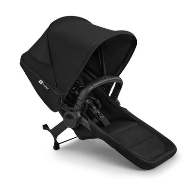 Bugaboo Donkey 6 Sibling Seat in Heritage Black, featuring a canopy, adjustable harness, and a simplified design.