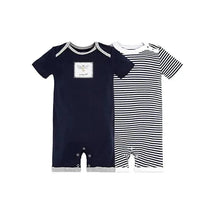 Burts Bees - 2Pk Baby Boy Honey Bee Shortalls, Midnight Image 1