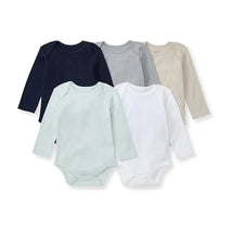 Burts Bees - 5Pk Baby Unisex Solid Long Sleeve Bodysuits, Midnight Image 1