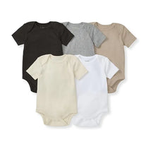 Burts Bees - 5Pk Baby Unisex Solid Short Sleeve Bodysuits, Ash Image 1