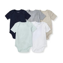 Burts Bees - 5Pk Baby Unisex Solid Short Sleeve Bodysuits, Midnight Image 1