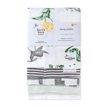 Burts Bees - 5Pk Fashion Burp Cloths Happy Herbivores, Charcoal Heather Image 2