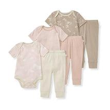 Burts Bees - 6Pk Baby Girl Organic Cotton Bodysuit & Pant Set, Ranunculus Image 1
