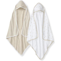 Burt's Bees - Baby Hooded Towels, Absorbent Knit Terry, Oatmel Image 1