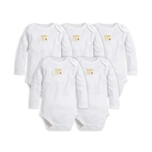 Burt's Bees Baby Essentials Long Sleeve Bodysuit 5-Pack Preemie Image 1