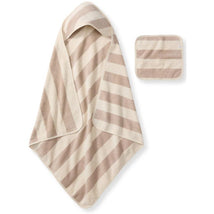 Burts Bees - Organic Cotton Rugby Stripe Woven Terry Towel & Washcloth Set Oat Image 1