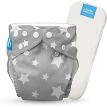 Charlie Banana - Twinkle Little Star White On Grey Reusable Cloth Diaper One Size Image 1