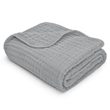 Comfy Cubs Muslin Baby Blanket, Heather Blue Image 1