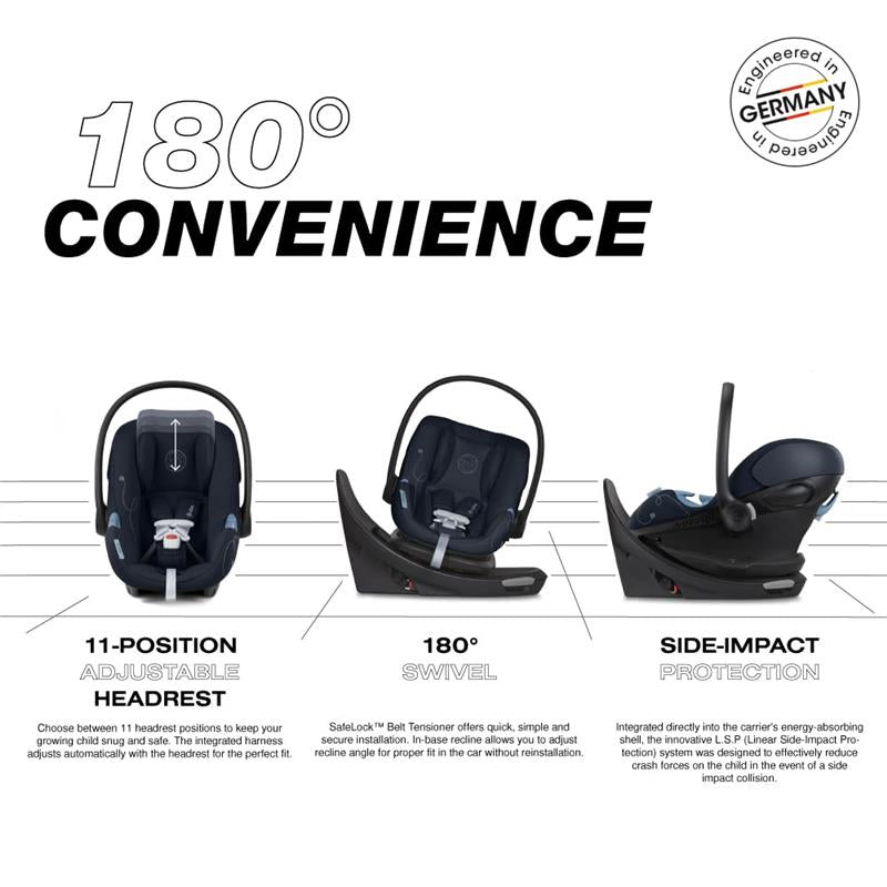 Cybex Aton G Swivel Infant Car Seat with 180-Degree Rotate, Linear Side-Impact Protection, 11-Position Headrest, SensorSafe & Safelock Base, Ocean  Image 3