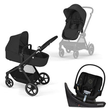 Cybex - Eos 5-In-1 Travel System Stroller Black Frame + Lightweight Aton G Swivel Infant Car Seat With Sensorsafe Moon Black Image 1