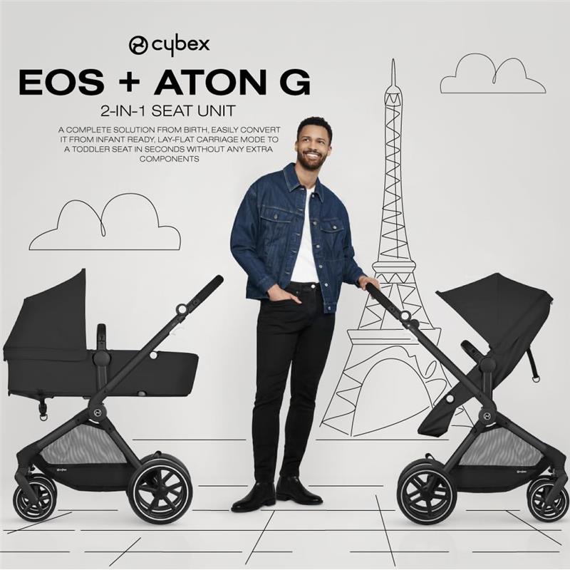 Cybex - EOS 5-in-1 Travel System Stroller + Lightweight Aton G Infant Car Seat, Lava Grey Image 2