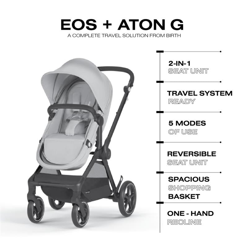 Cybex - EOS 5-in-1 Travel System Stroller + Lightweight Aton G Infant Car Seat, Lava Grey Image 5