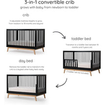 Dadada - Baby Soho 3-in-1 Convertible Wooden Crib to Toddler Bed, Black/Natural Image 2