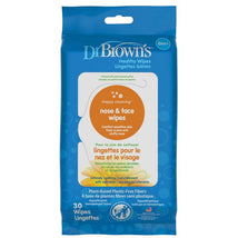 Dr. Brown - 30Ct Nose & Face Healthy Wipes, Safe Cleaning & Moisturizing For Babies & Toddlers, Hypoallergenic For Sensitive Skin Image 1