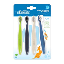 Dr. Brown's 4Pk Infant-to-Toddler Toothbrush Set, Green/Dark Blue/Ecru/Blue Image 1