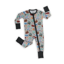 Ellie Sue - Baby Cars Bamboo Zipper Romper Image 2