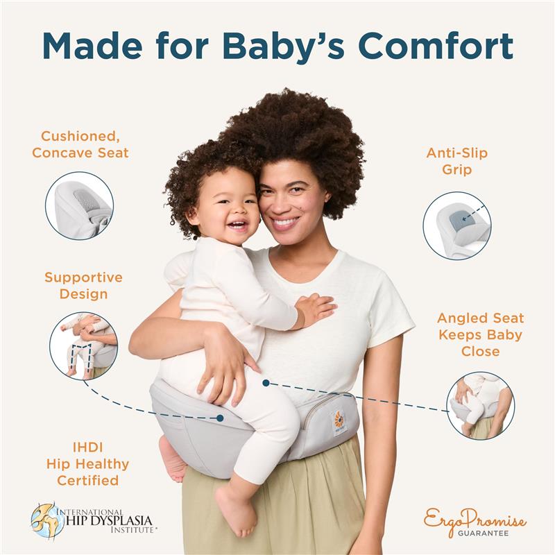 Ergobaby - Ergonomic Baby Carrier Hip Seat with Storage, Pearl Grey Image 4