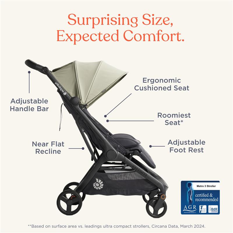 Ergobaby - Metro 3 All in One Compact Baby Stroller, Lightweight Travel Stroller, Onyx Black Image 3