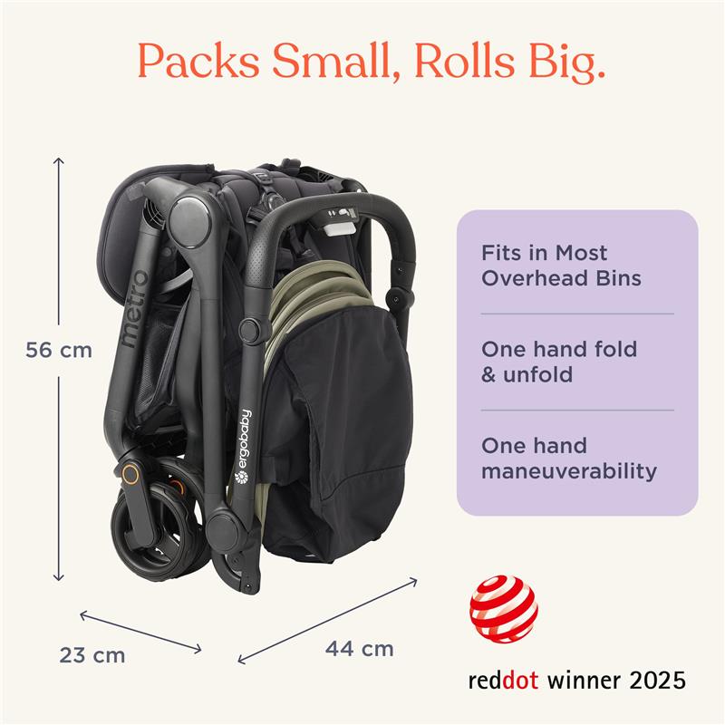 Ergobaby - Metro 3 All in One Compact Baby Stroller, Lightweight Travel Stroller, Onyx Black Image 4