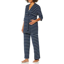 Everly Grey - Maternity and Nursing PJ Pant Set for Mom and Baby, Navy Stripe, Medium Image 1