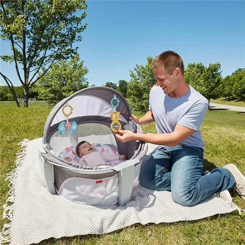 Fisher Price On-The-Go Baby Dome, Baby Girl Play Space & Napping Spot, Rosy Windmill Image 6