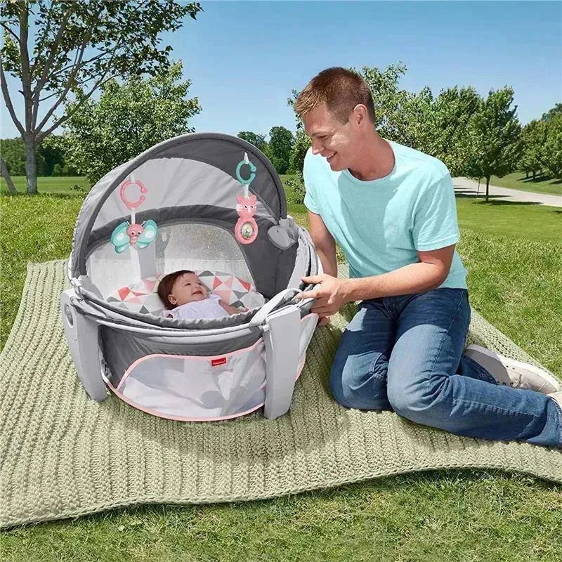 Fisher Price On-The-Go Baby Dome, Baby Girl Play Space & Napping Spot, Rosy Windmill Image 10