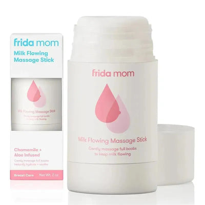 Fridababy Milk Flowing Massage Stick, infused with chamomile and aloe, designed for breastfeeding support.