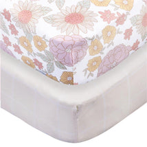 Gerber Baby 2Pk Unisex Knit Crib Sheet, Retro Floral, One Size Image 1