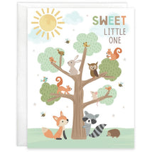 Gina B Designs - Baby Greeting Card Forest Animal Tree Image 1