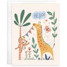 Gina B Designs - Baby Greeting Card Giraffe And Monkey Image 1