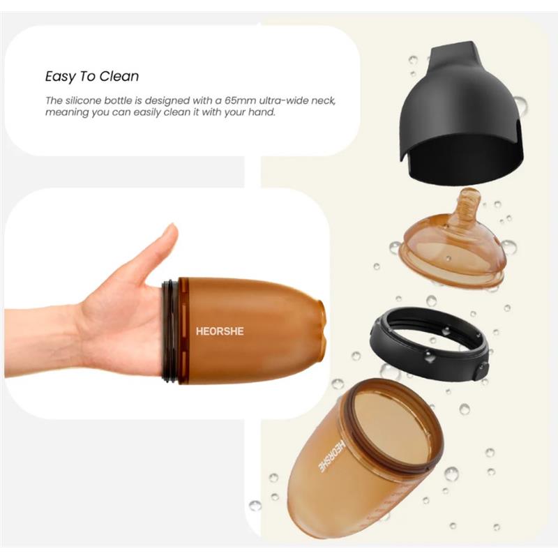 Heorshe - Uitra Wide Neck Baby Bottle - 8Oz/240Ml, Black Image 6