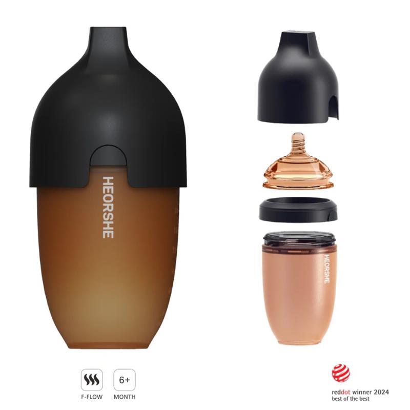 Heorshe - Uitra Wide Neck Baby Bottle - 8Oz/240Ml, Black Image 3